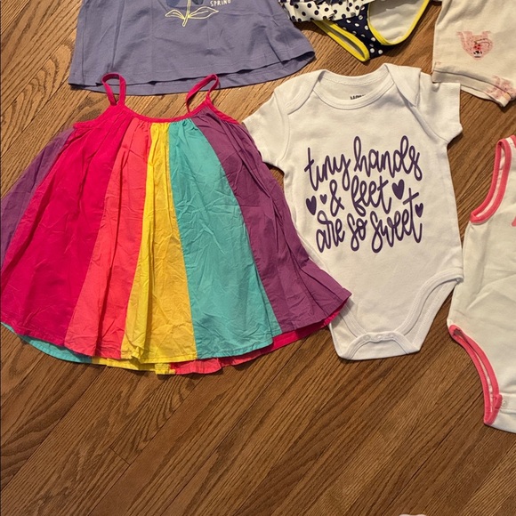 Colorful Baby Clothing Set. Includes Rompers, Onesies, Pjs, Swimsuits, & Dress. - Picture 6 of 16